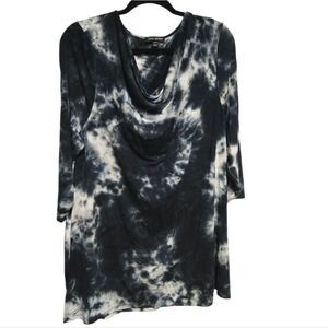 Lane Bryant Women’s 18/20 Cowl Neck Tie Dye Tunic Top Long Sleeve Jersey Knit 2X